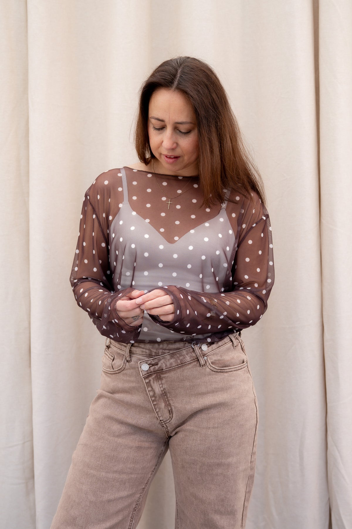 Mandy Bolletjes Mesh Top