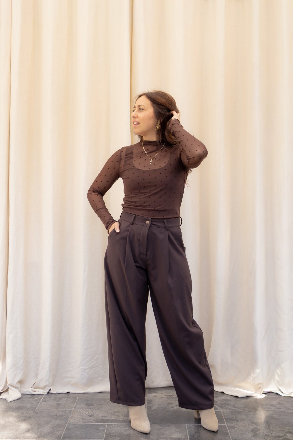 Mandy Bolletjes Mesh Top