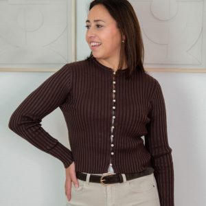 Liva Vestje Bruin met Parel Knoopjes