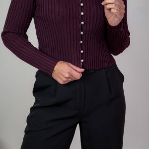 Liva Vestje Bordeaux met Parel Knoopjes