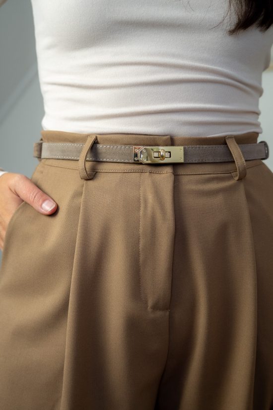 Kez Riem Leder Taupe One Size