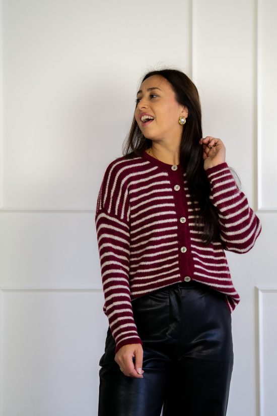 Missy Vest Bordeaux Gestreept