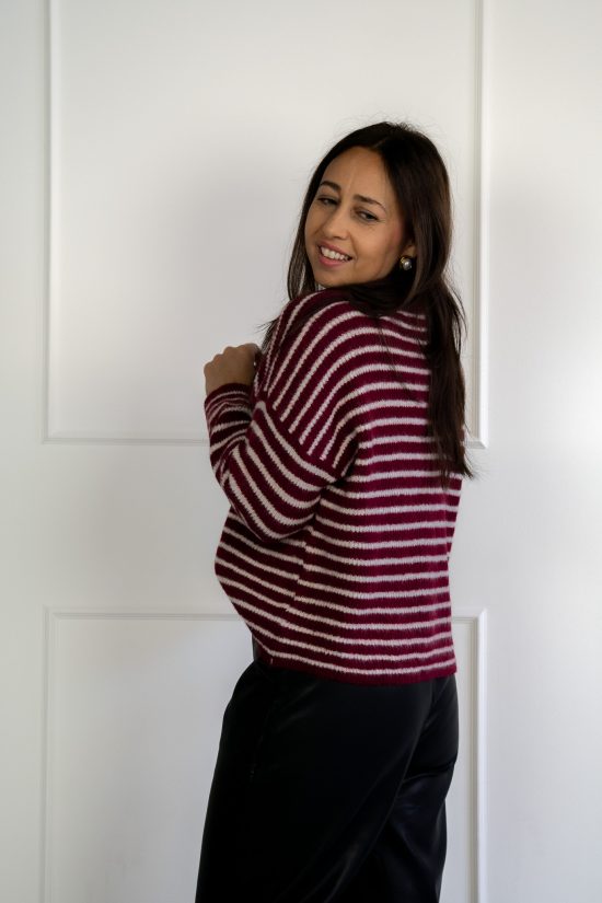 Missy Vest Bordeaux Gestreept - Afbeelding 2
