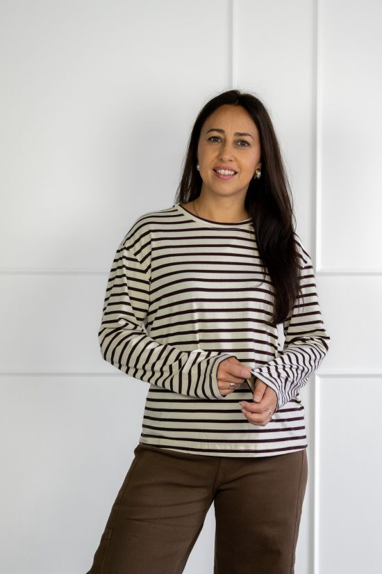 Dunja Top Gestreept Bruin - Afbeelding 3