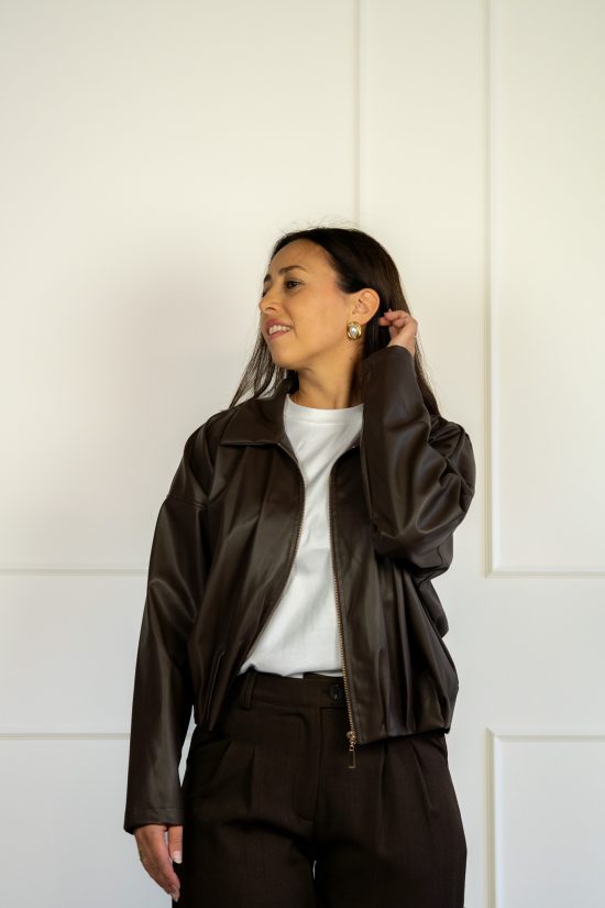 Jada Bomber van Vegan Leder Bruin - Afbeelding 2