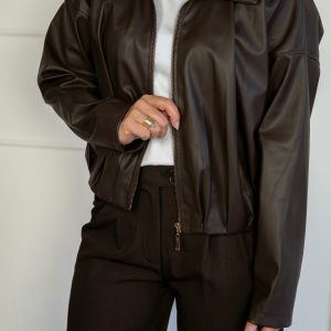 Jada Bomber van Vegan Leder Bruin