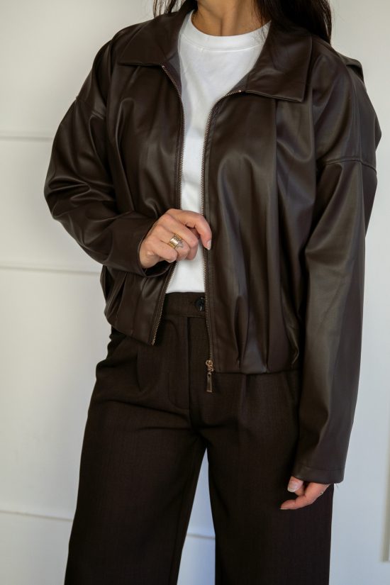 Jada Bomber van Vegan Leder Bruin