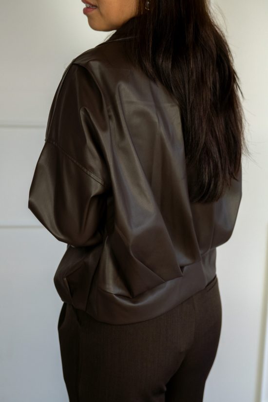 Jada Bomber van Vegan Leder Bruin - Afbeelding 3