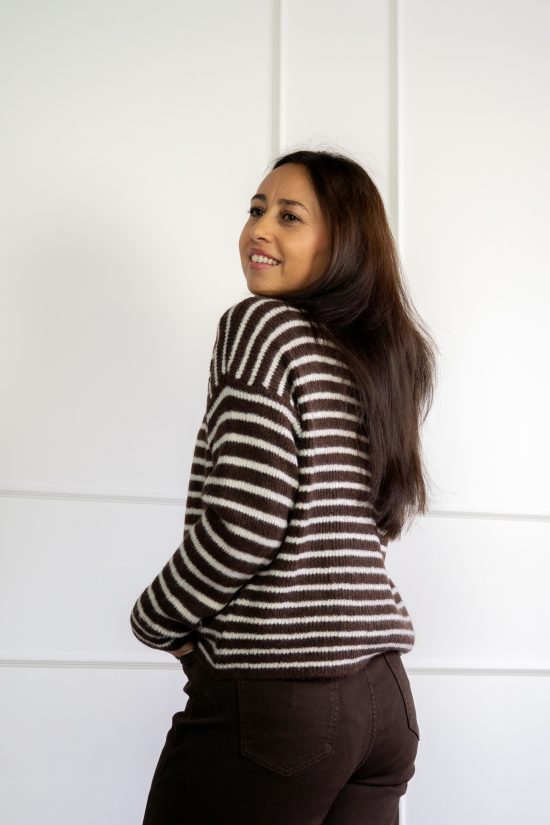 Missy Vest Bruin Gestreept - Afbeelding 3