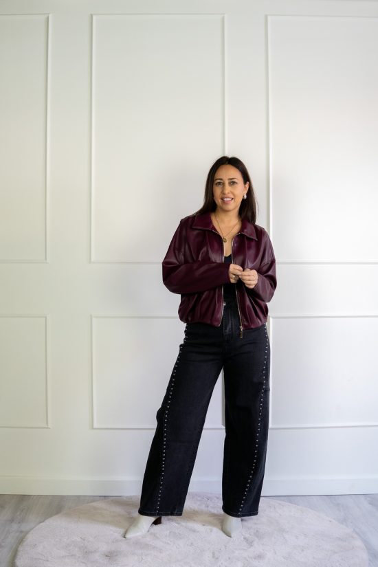Jada Bomber van Vegan Leder Bordeaux - Afbeelding 3