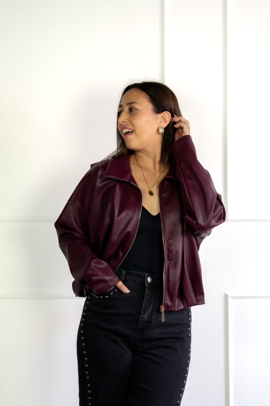 Jada Bomber van Vegan Leder Bordeaux - Afbeelding 2