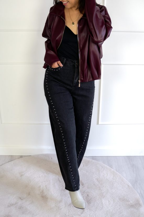 Stella Ballon Jeans Grijs met Studs - Afbeelding 3
