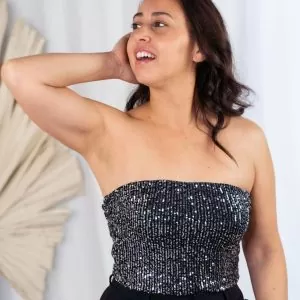 SC Sequin Tube Top Zilver