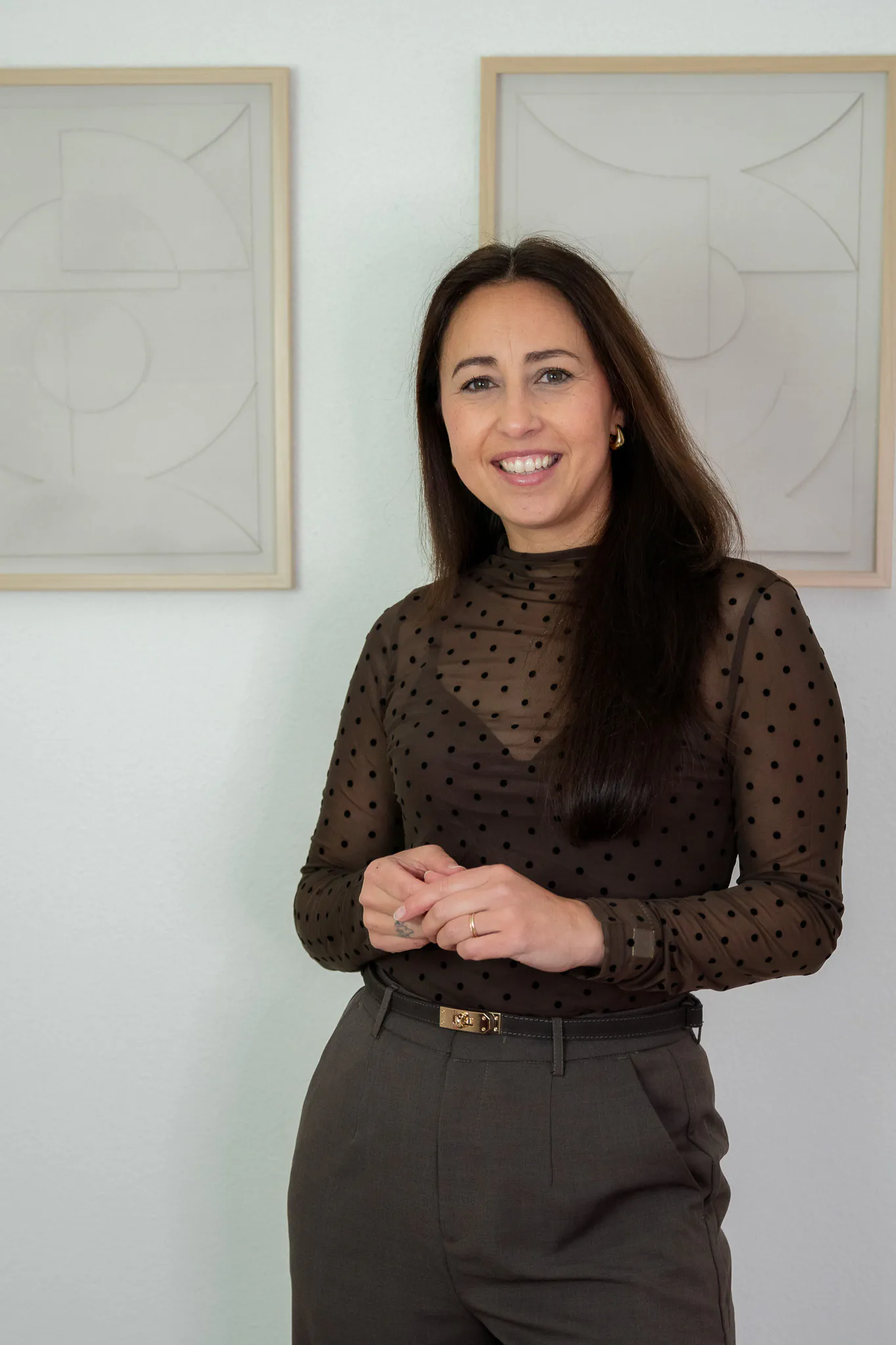 Riva Top Mesh met Bolletjes Bruin - Afbeelding 2